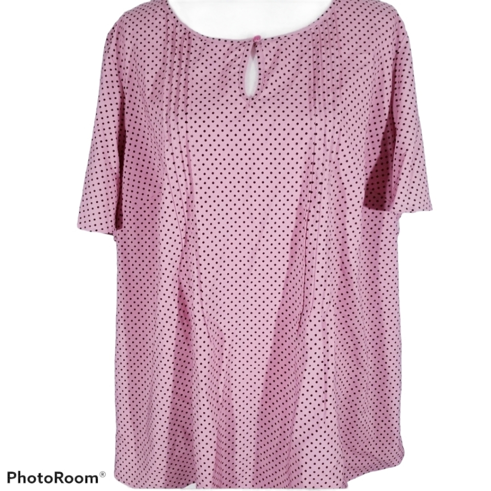 Como Blue Polka Dots Pink Wide Sleeves Top. Size 2X